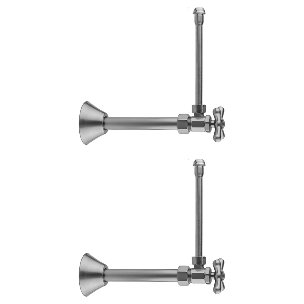 Jaclo - Multi Turn Angle Pattern 5/8'' O.D. Compression (Fits 1/2'' Copper) x 3/8'' O.D. Faucet Supply Kit with Cross Handle, 20'' Supply Tubes, Cover Tubes, Escutcheons - Vintage Bronze