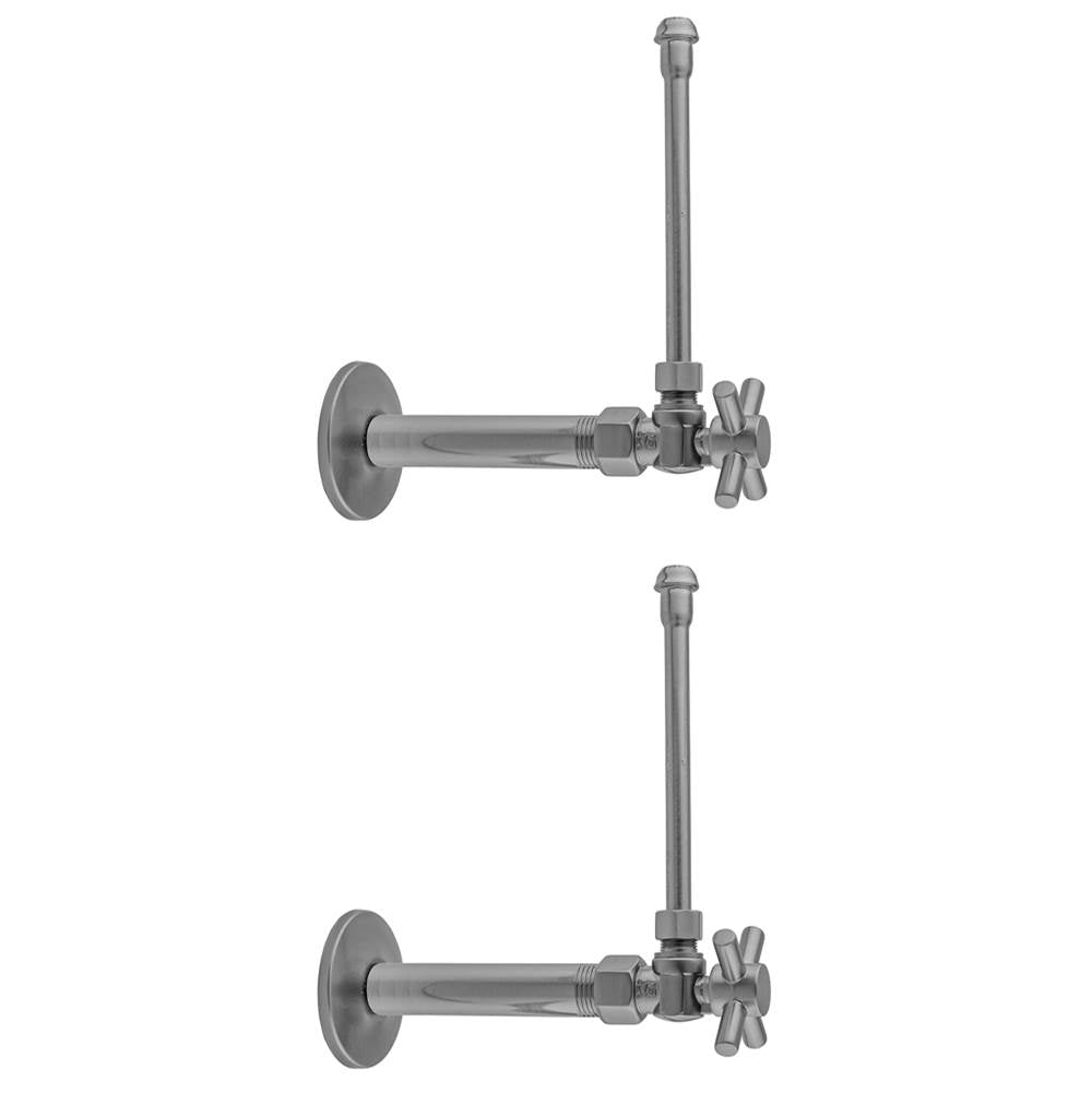 Jaclo - Quarter Turn Angle Pattern 1/2'' IPS x 3/8'' O.D. Faucet Supply Kit with Contempo Cross Handle, 20'' Supply Tubes, Escutcheons - White