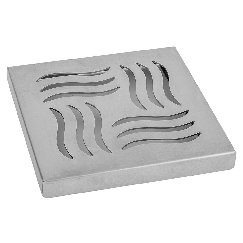 Jaclo - 6'' x 6'' Wave Channel Drain Grate - Polished Stainless