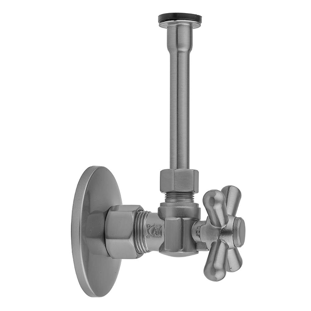 Jaclo - Quarter Turn Angle Pattern 5/8'' O.D. Compression (Fits 1/2'' Copper) x 3/8'' O.D. Toilet Supply Kit Standard Cross Handle, 20'' Supply Tube, Escutcheon - White