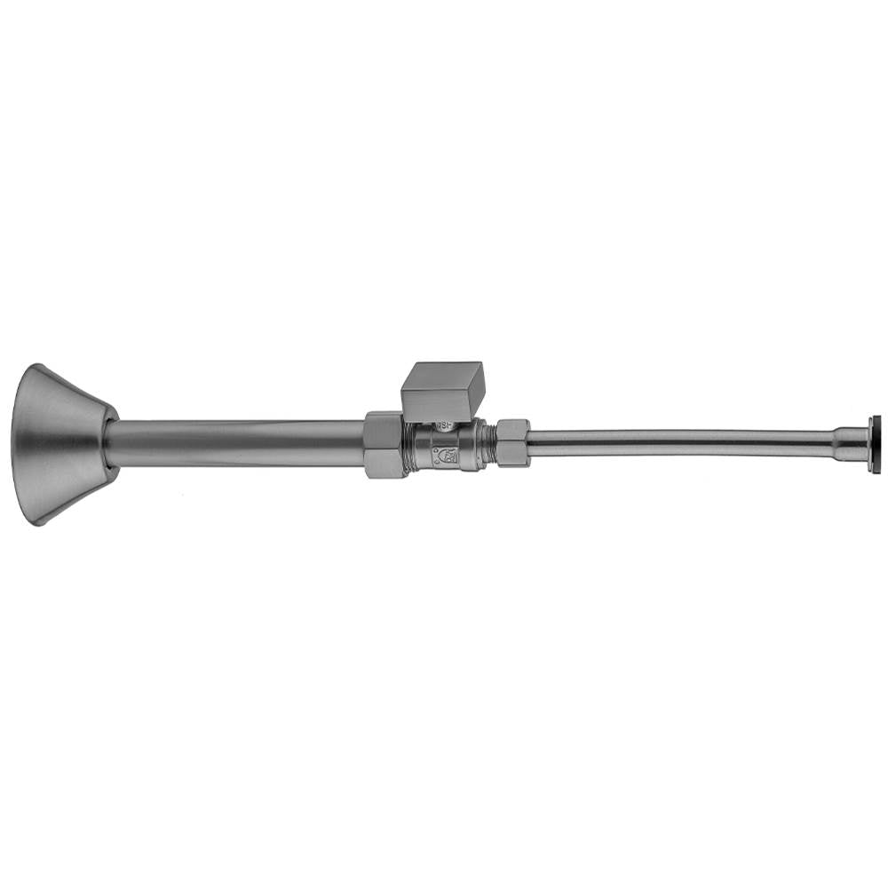 Jaclo - Quarter Turn Straight Pattern 5/8'' O.D. Compression (Fits 1/2'' Copper) x 3/8'' O.D. Toilet Supply Kit Square Handle, 20'' Supply Tube, Cover Tube, Escutcheon - White