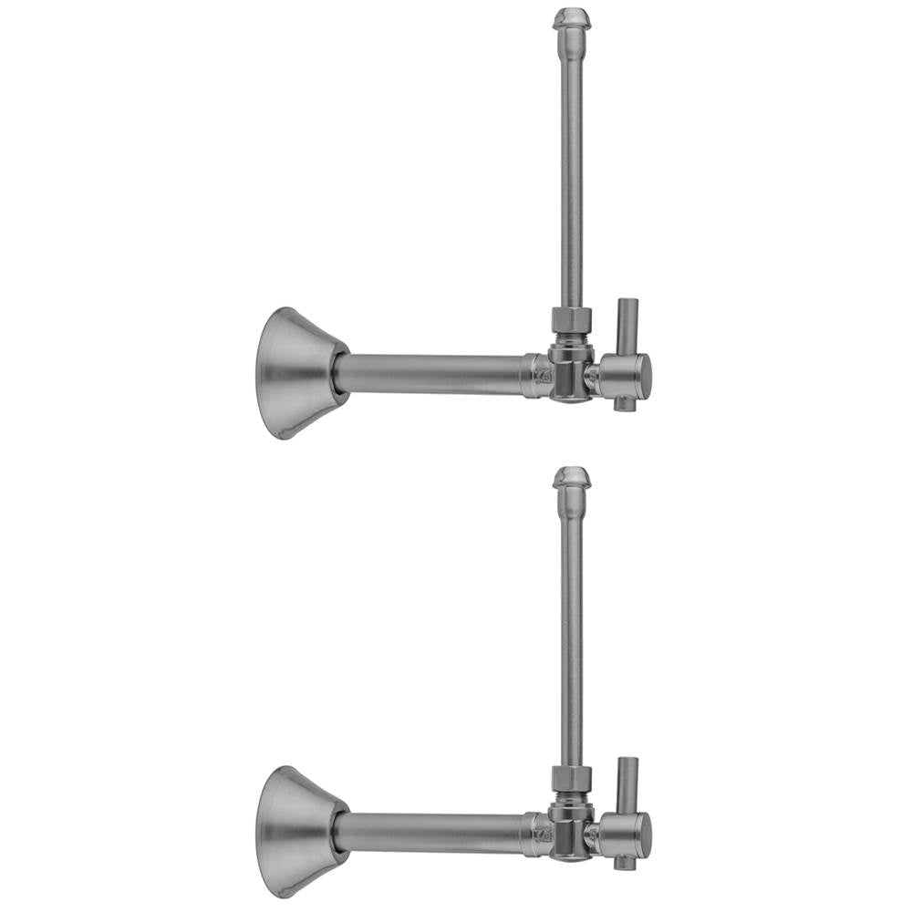 Jaclo - Quarter Turn Angle Pattern 1/2'' Copper (Sweat Fit) x 3/8'' O.D. Faucet Supply Kit with Contempo Lever Handle, 20'' Supply Tubes & Bell Escutcheons - White