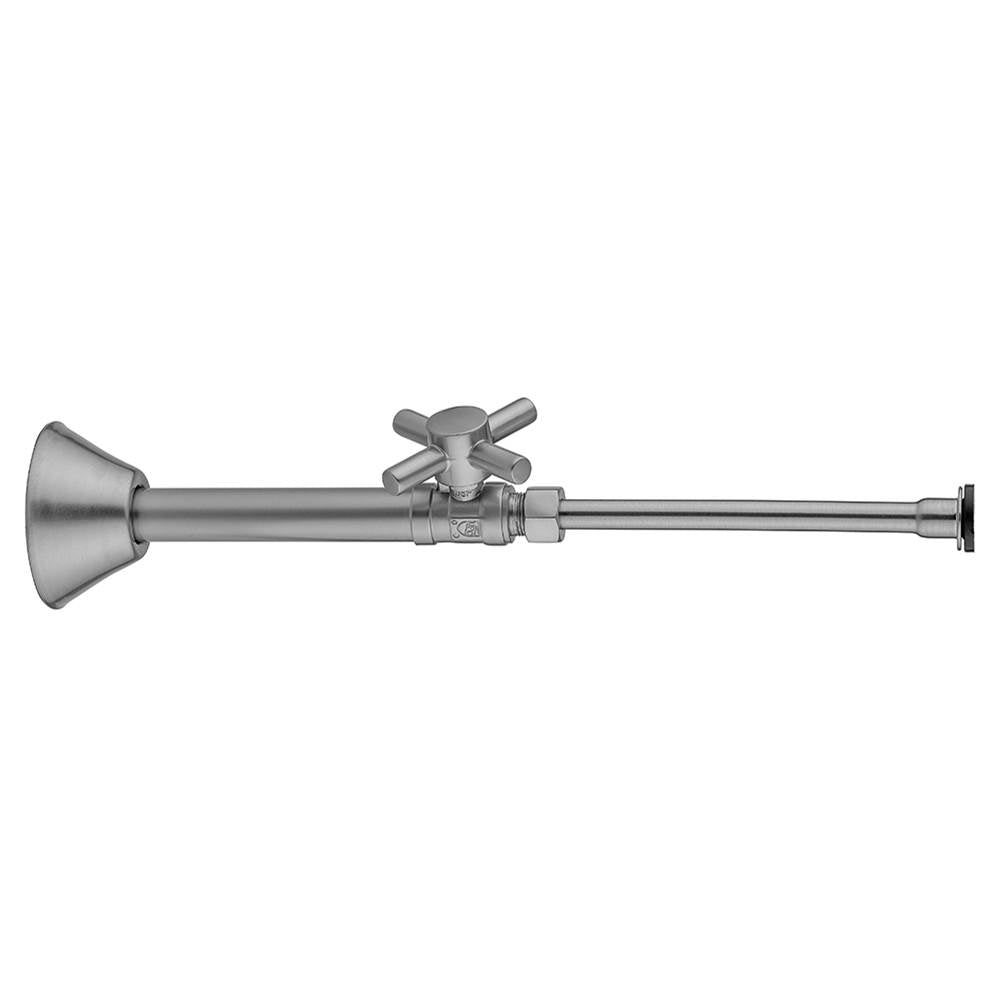 Jaclo - Quarter Turn Straight Pattern 1/2'' Copper (Sweat Fit) x 3/8'' O.D. Toilet Supply Kit with Contempo Cross Handle, 12'' Supply Tube, Escutcheon - White