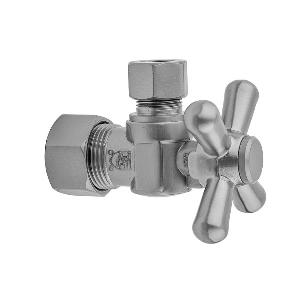 Jaclo - Quarter Turn Angle Pattern 5/8'' O.D. Compression (Fits 1/2'' Copper) x 1/2'' O.D. Supply Valve with Standard Cross Handle - White
