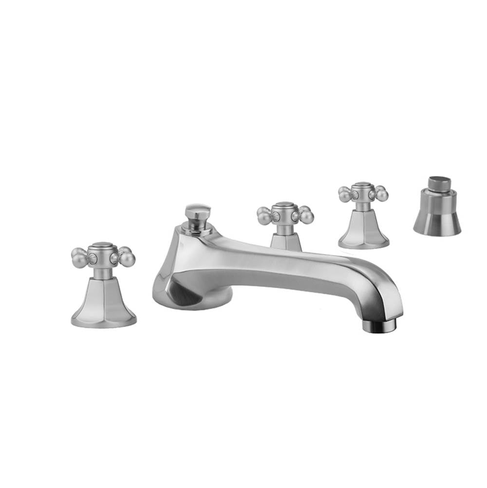 Jaclo - Astor Roman Tub Set with Low Spout and Ball Cross Handles and Straight Handshower Mount - Vintage Bronze