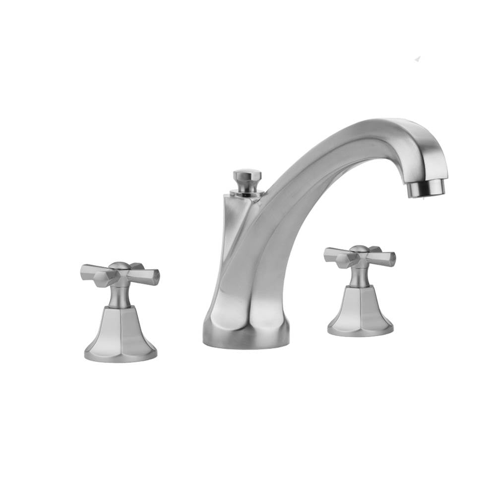 Jaclo - Astor Roman Tub Set with High Spout and Hex Cross Handles - White