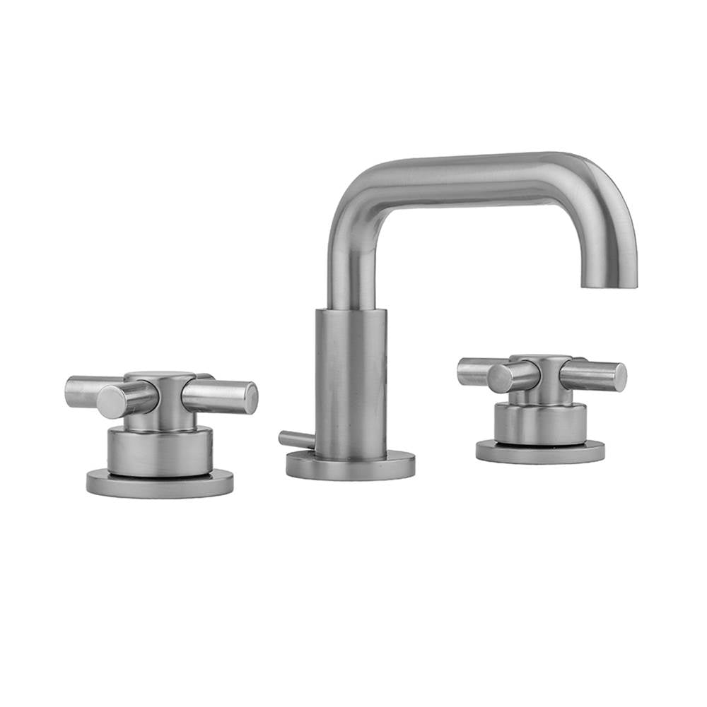 Jaclo - Downtown Contempo Faucet with Round Escutcheons & Low Contempo Cross Handles- 0.5 GPM - White