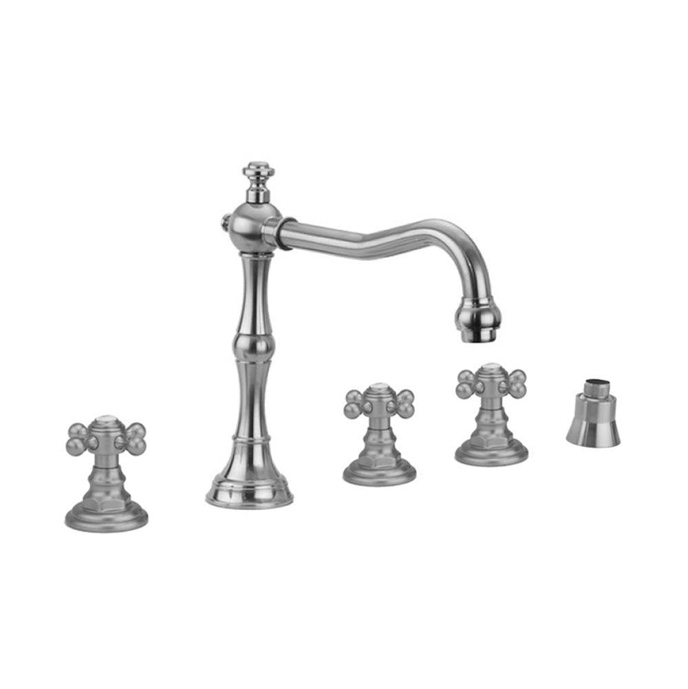 Jaclo - Roaring 20's Roman Tub Set with Ball Cross Handles and Straight Handshower - Vintage Bronze