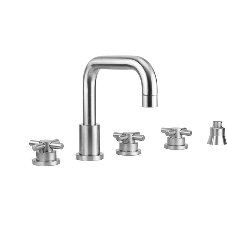 Jaclo - Contempo Downtown Roman Tub Set with Low Contempo Cross Handles and Straight Handshower Holder - Vintage Bronze