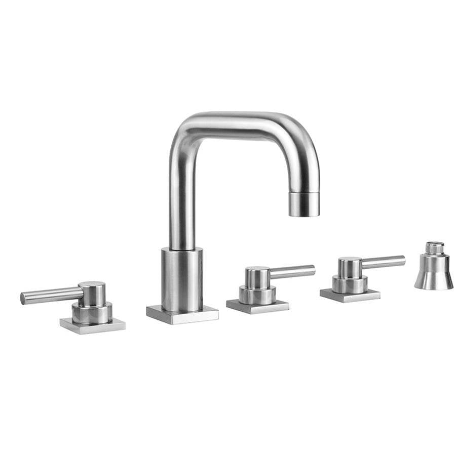 Jaclo - Contempo Downtown Roman Tub Set with Low Contempo Lever Handles - Square Escutcheons and Straight Handshower Holder - Vintage Bronze