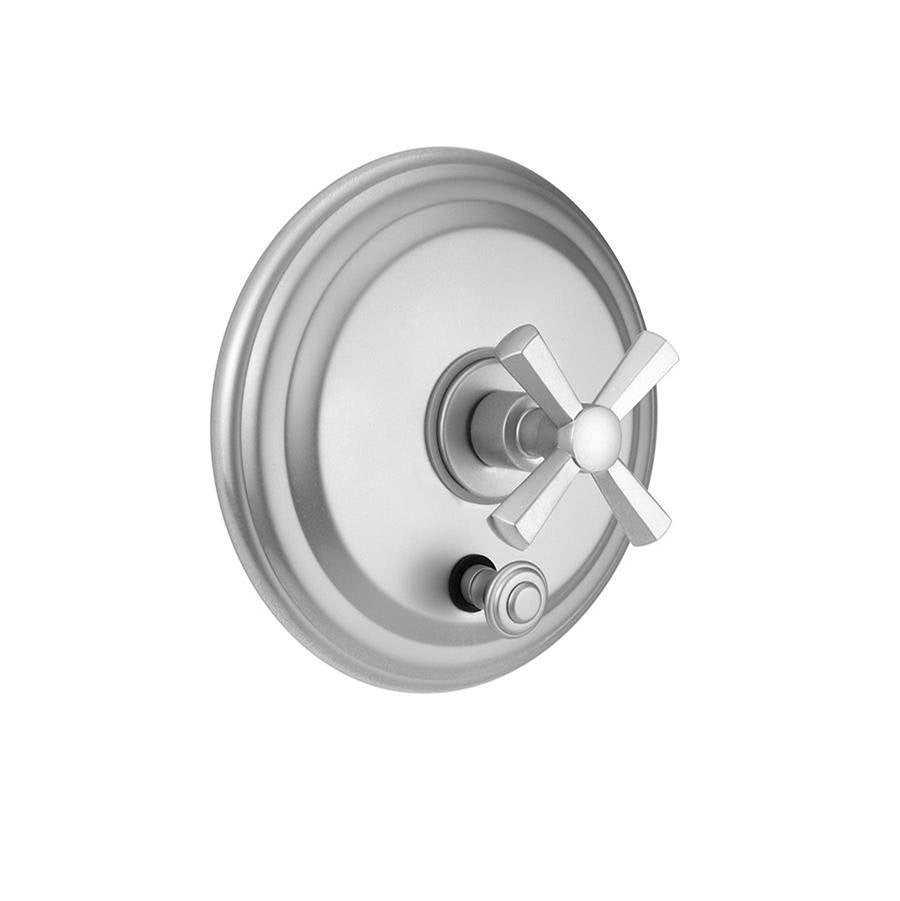 Jaclo - Round Step Plate With Hex Cross Handle Trim For Pressure Balance Cycling Valve With Built-in Diverter (J-DIV-CSV) - White