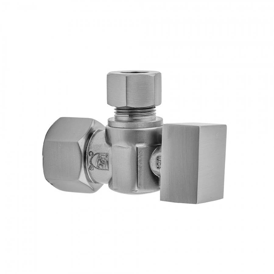 Jaclo - Quarter Turn Angle Pattern 1/2'' IPS x 3/8'' O.D. Supply Valve with Square Handle - Satin Cooper