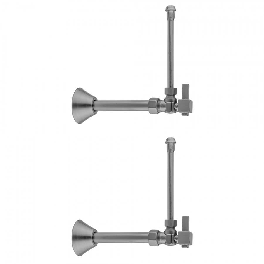 Jaclo - Quarter Turn Angle Pattern 5/8'' O.D. Compression (Fits 1/2'' Copper) x 3/8'' O.D. Faucet Supply Kit Square Lever, 20'' Supply Tubes Cover Tubes, Escutcheons - Satin Cooper