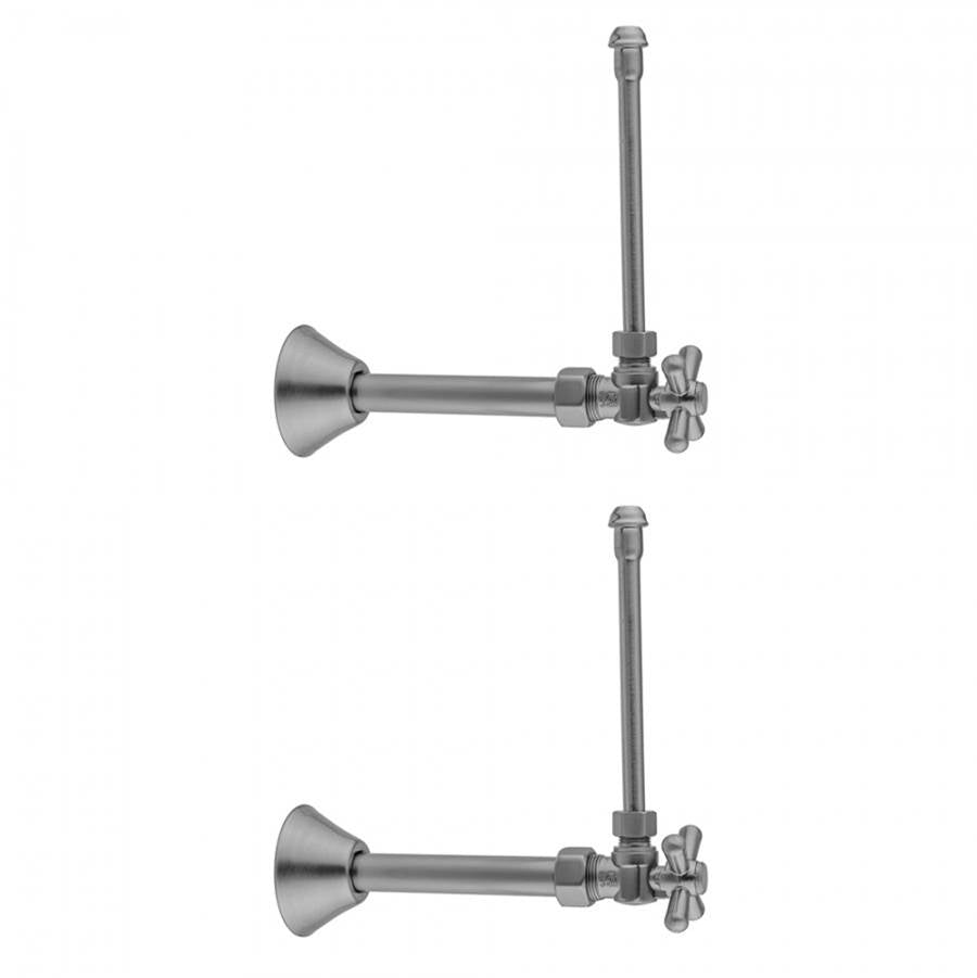 Jaclo - Quarter Turn Angle Pattern 5/8'' O.D. Compression (Fits 1/2'' Copper) x 3/8'' O.D. Faucet Supply Kit Standard Cross Handle, 20'' Supply Tubes, Cover Tubes, Escutcheons - Satin Cooper