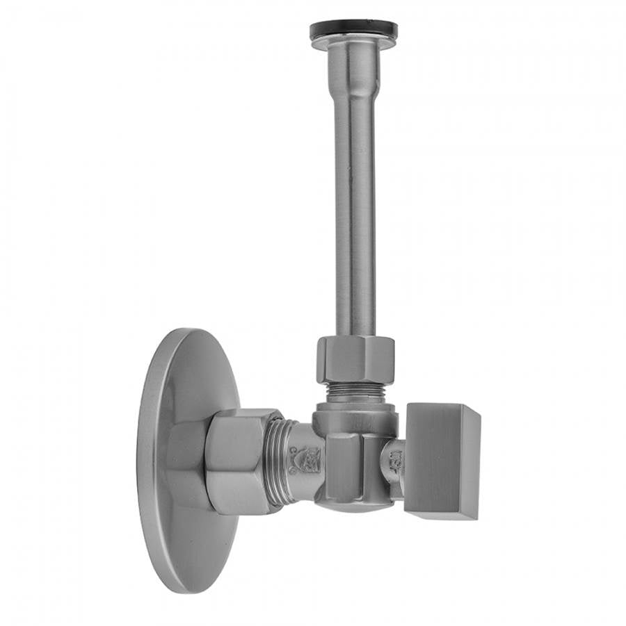 Jaclo - Quarter Turn Angle Pattern 5/8'' O.D. Compression (Fits 1/2'' Copper) x 3/8'' O.D. Toilet Supply Kit Square Handle, 20'' Supply Tube, Escutcheon - Satin Cooper