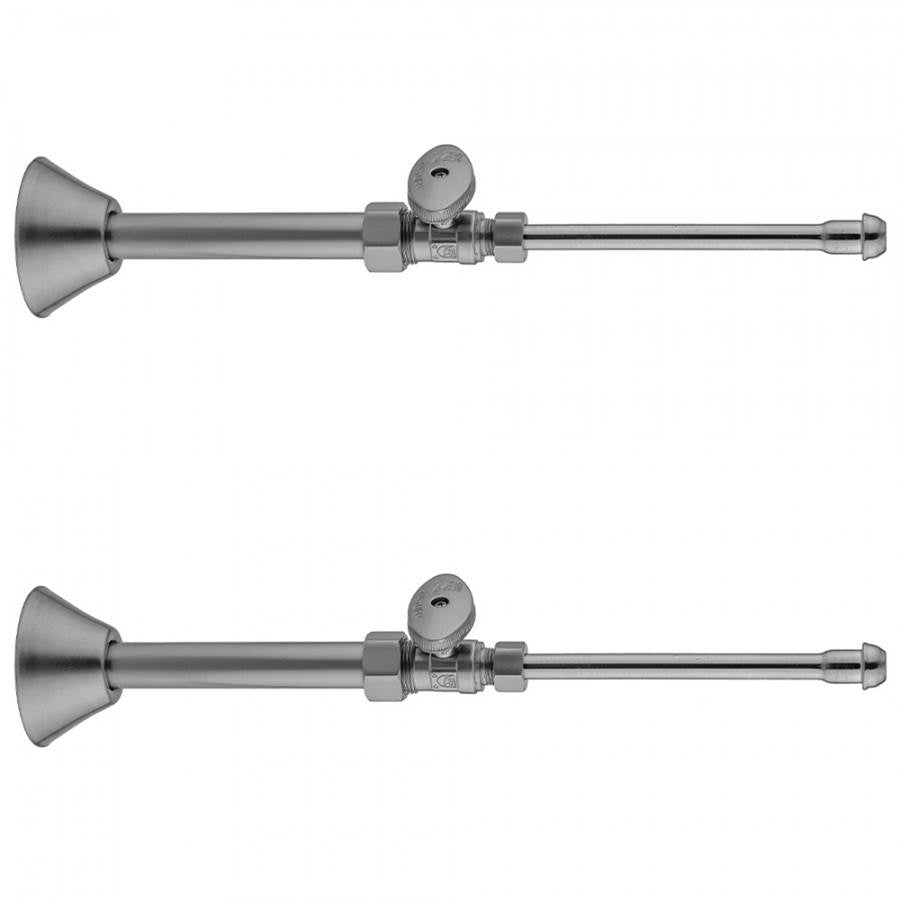 Jaclo - Quarter Turn Straight Pattern 5/8'' O.D. Compression (Fits 1/2'' Copper) x 3/8'' O.D. Faucet Supply Kit Oval Handle, 20'' Supply Tubes Cover Tubes, Escutcheons - Satin Cooper