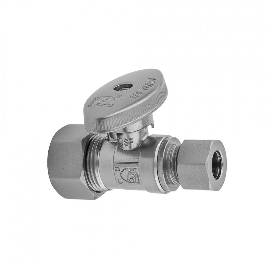 Jaclo - Quarter Turn Straight Pattern 5/8'' O.D. Compression (Fits 1/2'' Copper) x 3/8'' O.D. Supply Valve with Oval Handle - Satin Cooper