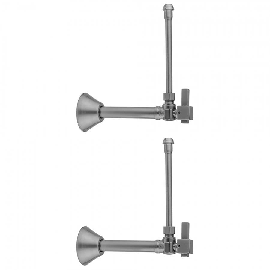 Jaclo - Quarter Turn Angle Pattern 1/2'' Copper (Sweat Fit) x 3/8'' O.D. Faucet Supply Kit with Square Lever Handle, 20'' Supply Tubes & Bell Escutcheons - Satin Cooper