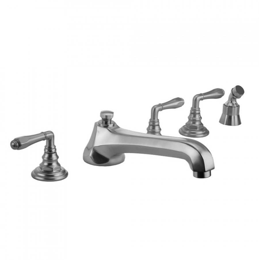 Jaclo - Westfield Roman Tub Set with Low Spout and Smooth Lever Handles and Angled Handshower Mount - Vintage Bronze