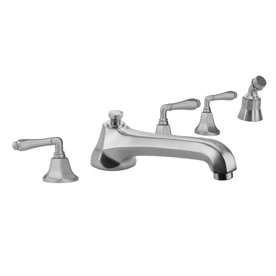 Jaclo - Astor Roman Tub Set with Low Spout and Smooth Lever Handles and Angled Handshower Mount - Vintage Bronze