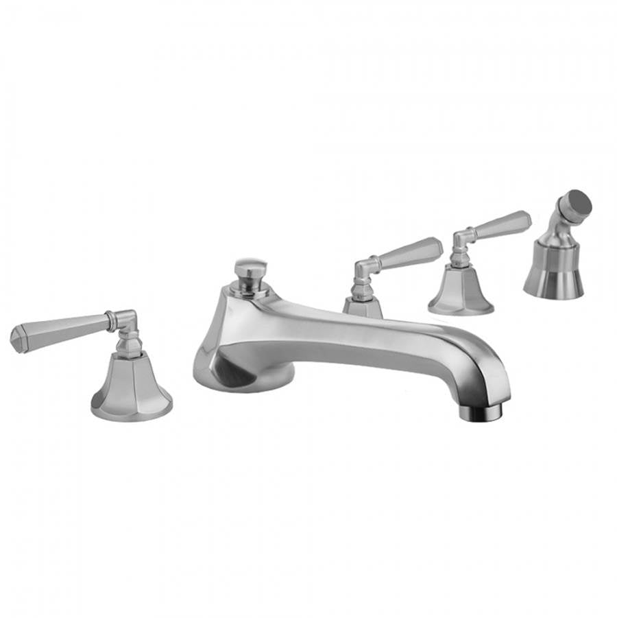 Jaclo - Astor Roman Tub Set with Low Spout and Hex Lever Handles and Angled Handshower Mount - Vintage Bronze