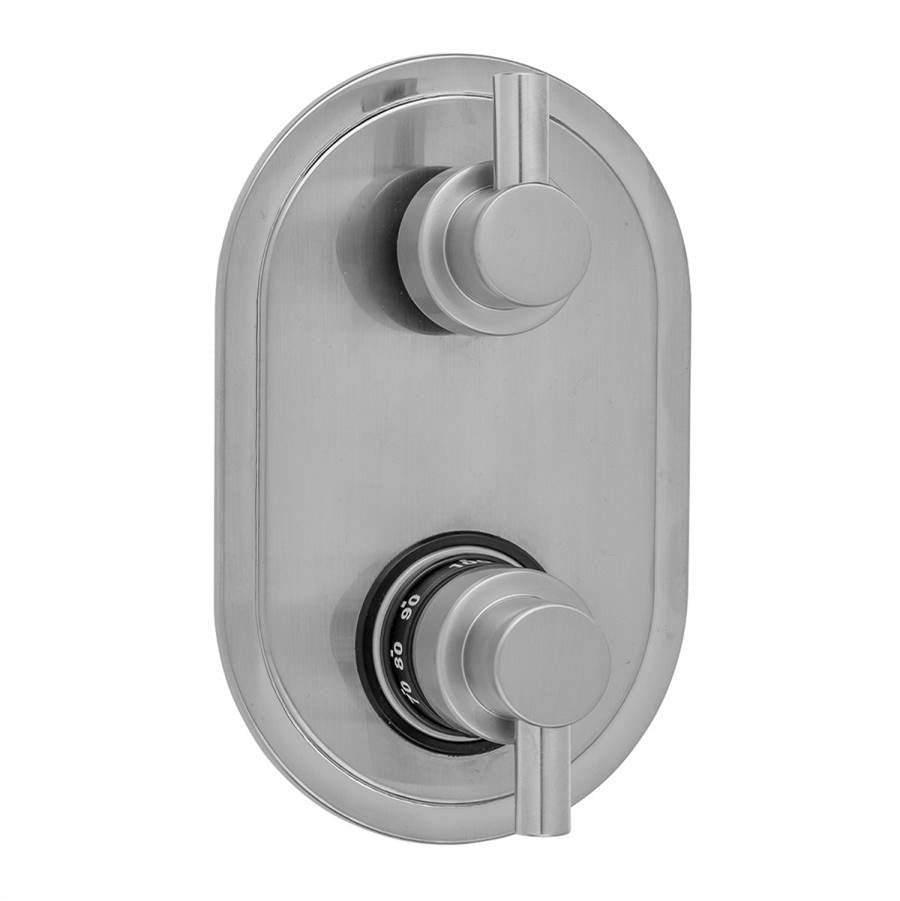 Jaclo - Oval Plate with Contempo Short Peg Lever Thermostatic Valve with Short Peg Lever Built-in 2-Way Or 3-Way Diverter/Volume Controls (J-TH34-686 / J-TH34-687 / J-TH34-688 / J-TH34-689) - Satin Cooper