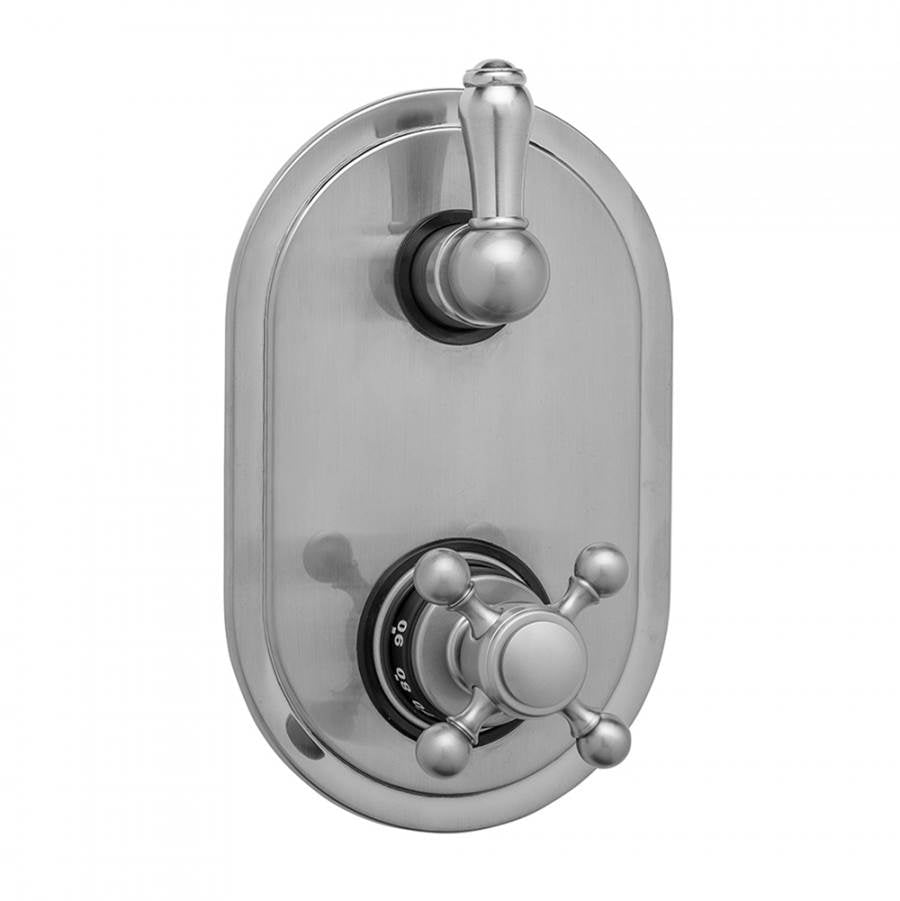 Jaclo - Oval Plate with Ball Cross Thermostatic Valve with Regency Peg Lever Built-in 2-Way Or 3-Way Diverter/Volume Controls (J-TH34-686 / J-TH34-687 / J-TH34-688 / J-TH34-689) - White