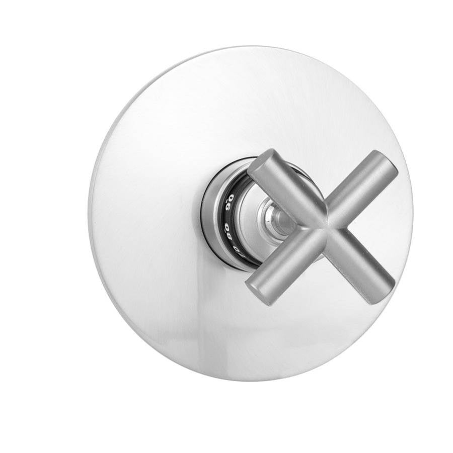 Jaclo - Round Plate With Contempo Slim Cross Handle Trim For Thermostatic Valves (J-TH34 & J-TH12) - White