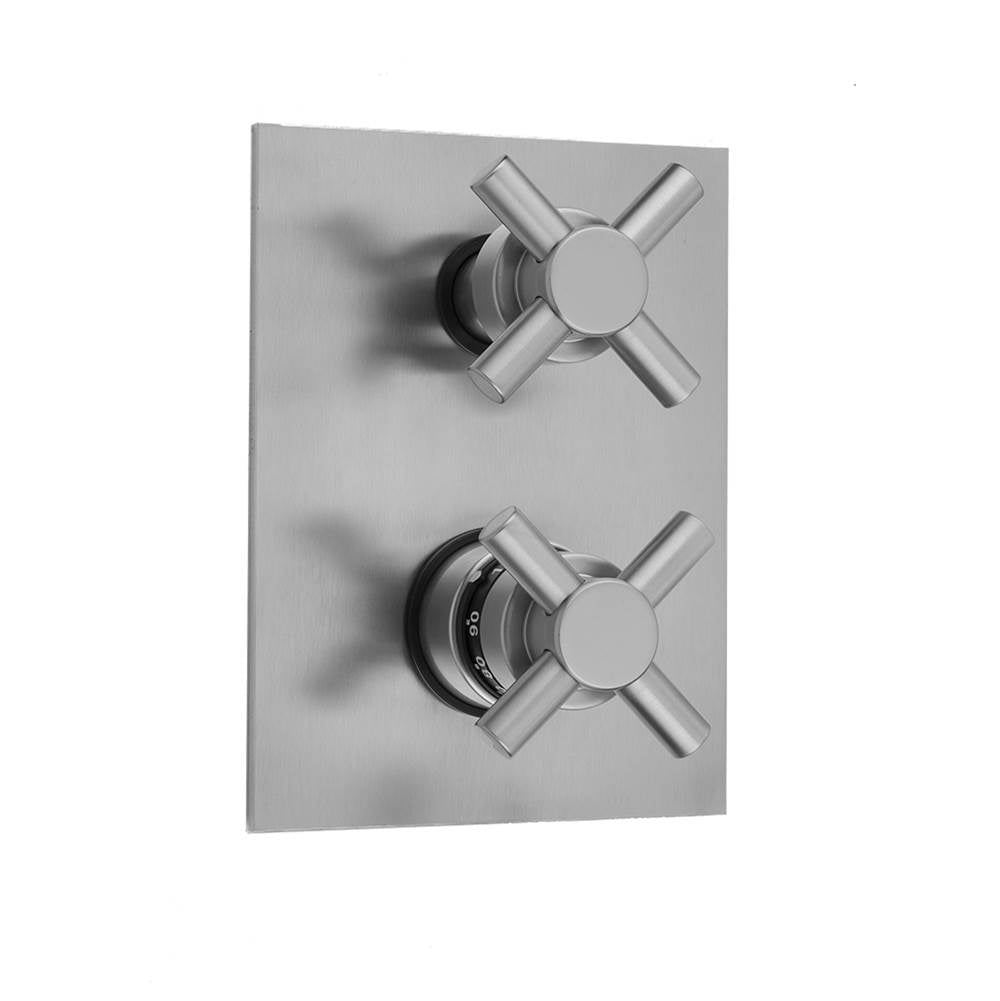 Jaclo - Rectangle Plate with Contempo Cross Thermostatic Valve with Contempo Cross Built-in 2-Way Or 3-Way Diverter/Volume Controls (J-TH34-686 / J-TH34-687 / J-TH34-688 / J-TH34-689) - White