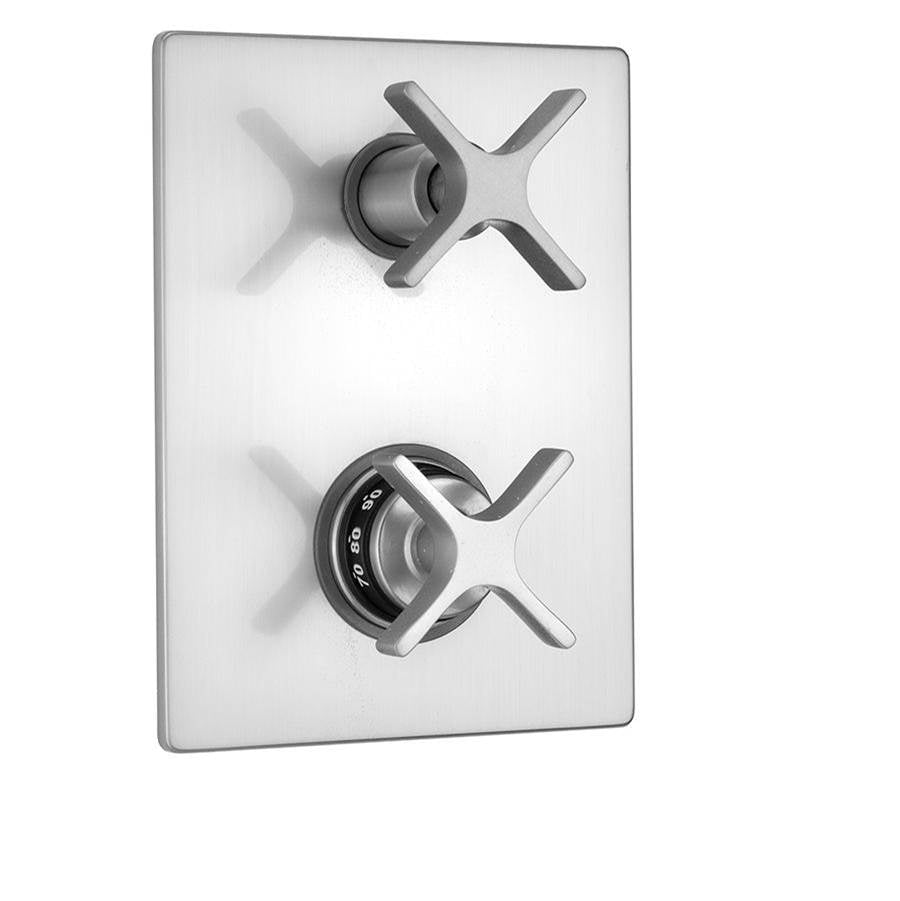 Jaclo - Rectangle Plate with Lila Cross Thermostatic Valve with Lila Cross Built-in 2-Way Or 3-Way Diverter/Volume Controls (J-TH34-686 / J-TH34-687 / J-TH34-688 / J-TH34-689) - White