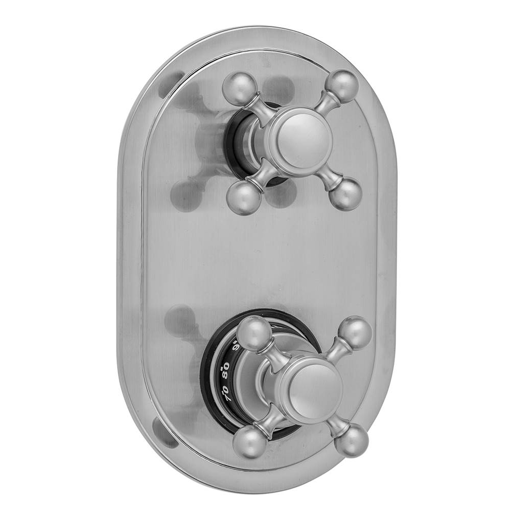 Jaclo - Oval Plate with Ball Cross Thermostatic Valve with Ball Cross Built-in 2-Way Or 3-Way Diverter/Volume Controls (J-TH34-686 / J-TH34-687 / J-TH34-688 / J-TH34-689) - White