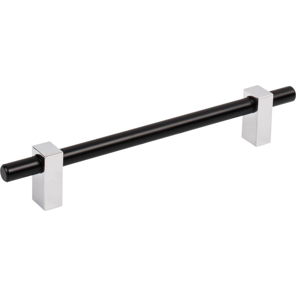 Jeffrey Alexander - 160 mm Center-to-Center Matte Black with Polished Chrome Larkin Cabinet Bar Pull - Matte Black,Polished Chrome