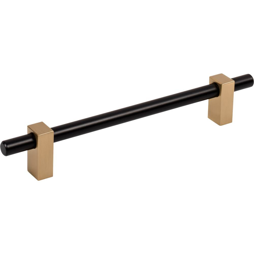 Jeffrey Alexander - 160 mm Center-to-Center Matte Black with Satin Bronze Larkin Cabinet Bar Pull - Matte Black,Satin Bronze