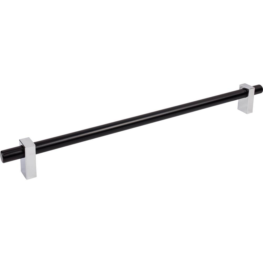 Jeffrey Alexander - 18'' Center-to-Center Matte Black with Polished Chrome Larkin Appliance Pull - Matte Black,Polished Chrome