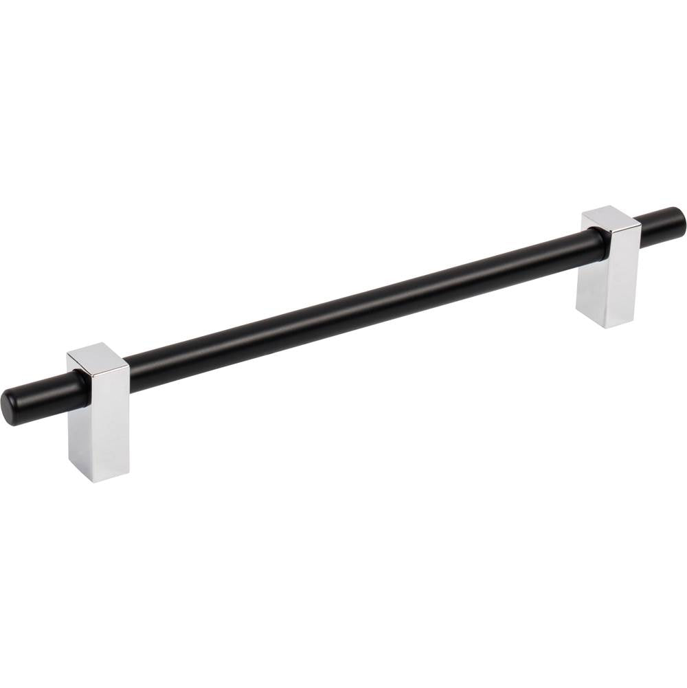 Jeffrey Alexander - 192 mm Center-to-Center Matte Black with Polished Chrome Larkin Cabinet Bar Pull - Matte Black,Polished Chrome