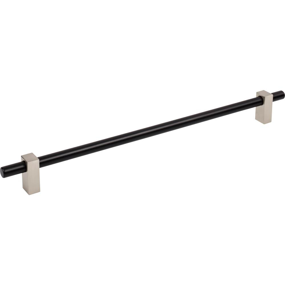 Jeffrey Alexander - 305 mm Center-to-Center Matte Black with Satin Nickel Larkin Cabinet Bar Pull - Matte Black,Satin Nickel