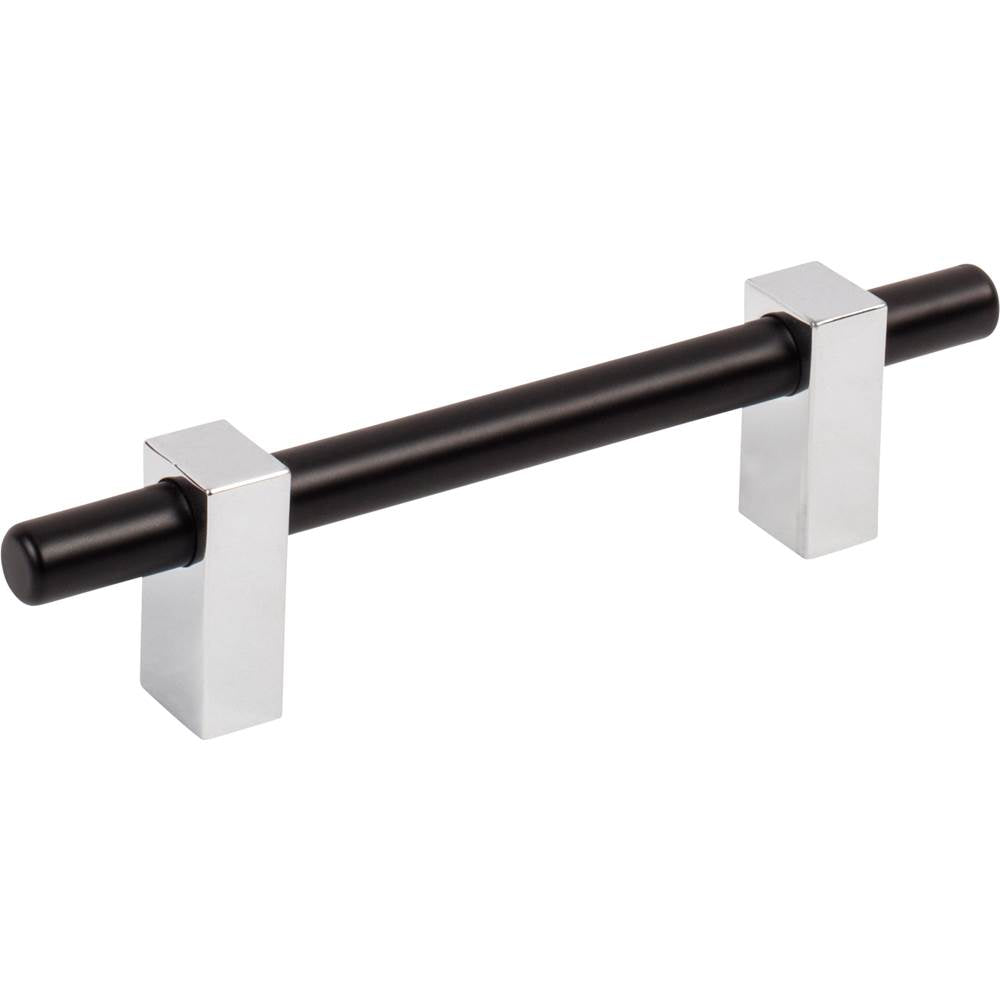 Jeffrey Alexander - 96 mm Center-to-Center Matte Black with Polished Chrome Larkin Cabinet Bar Pull - Matte Black,Polished Chrome
