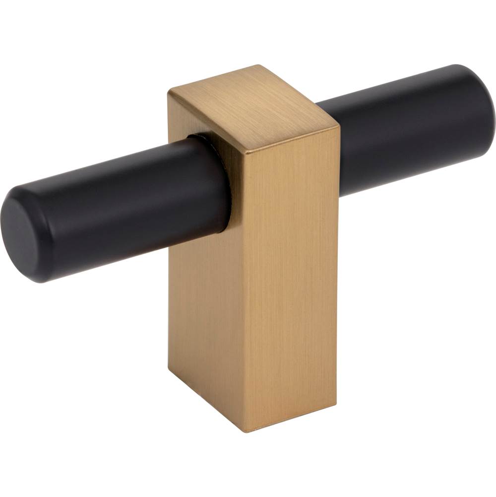 Jeffrey Alexander - 2-3/8'' Overall Length Matte Black with Satin Bronze Larkin ''T'' Knob - Matte Black,Satin Bronze