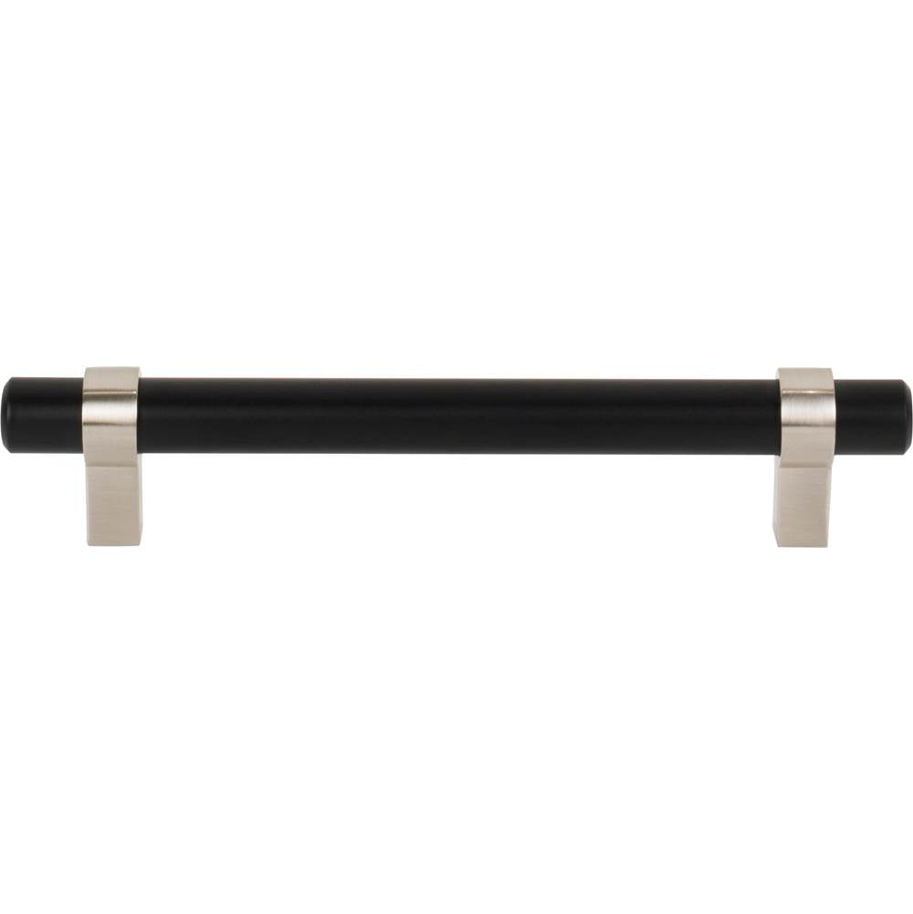 128 mm Center-to-Center Matte Black with Satin Nickel Key Grande Cabinet Bar Pull