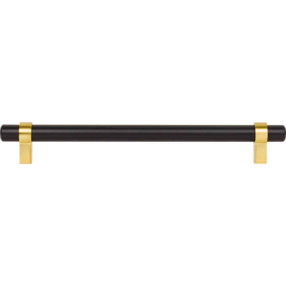 192 mm Center-to-Center Matte Black with Brushed Gold Key Grande Cabinet Bar Pull