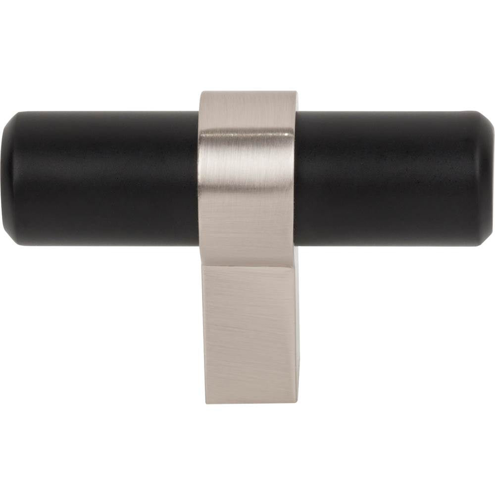 2'' Overall Length Matte Black with Satin Nickel Key Grande Cabinet ''T'' Knob