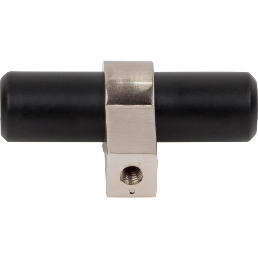 2'' Overall Length Matte Black with Satin Nickel Key Grande Cabinet ''T'' Knob