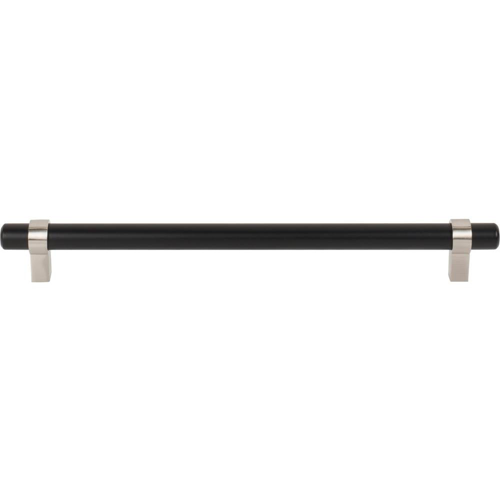 224 mm Center-to-Center Matte Black with Satin Nickel Key Grande Cabinet Bar Pull