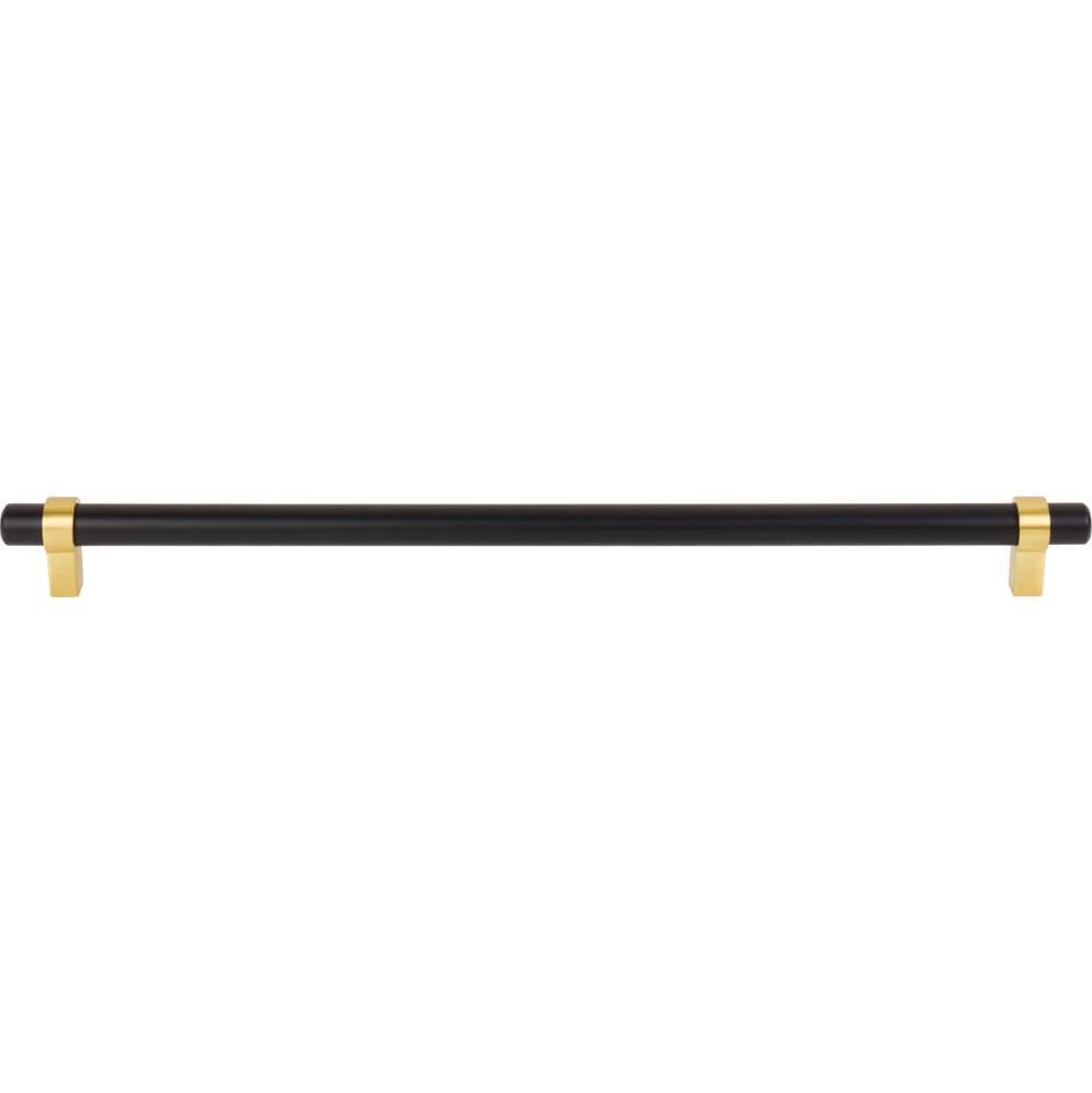 319 mm Center-to-Center Matte Black with Brushed Gold Key Grande Cabinet Bar Pull