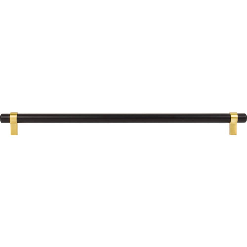319 mm Center-to-Center Matte Black with Brushed Gold Key Grande Cabinet Bar Pull