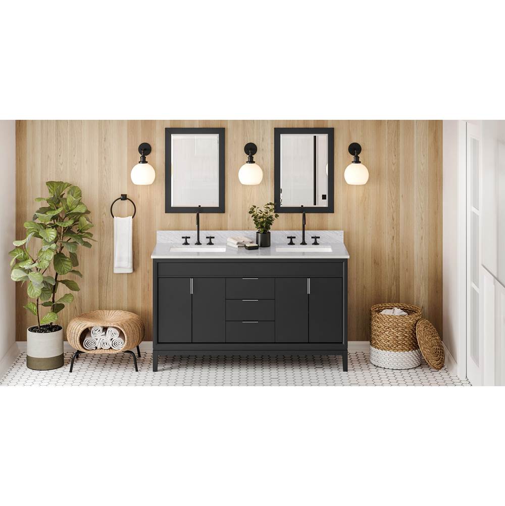 Jeffrey Alexander - 60'' Black Theodora Vanity, double bowl - Black