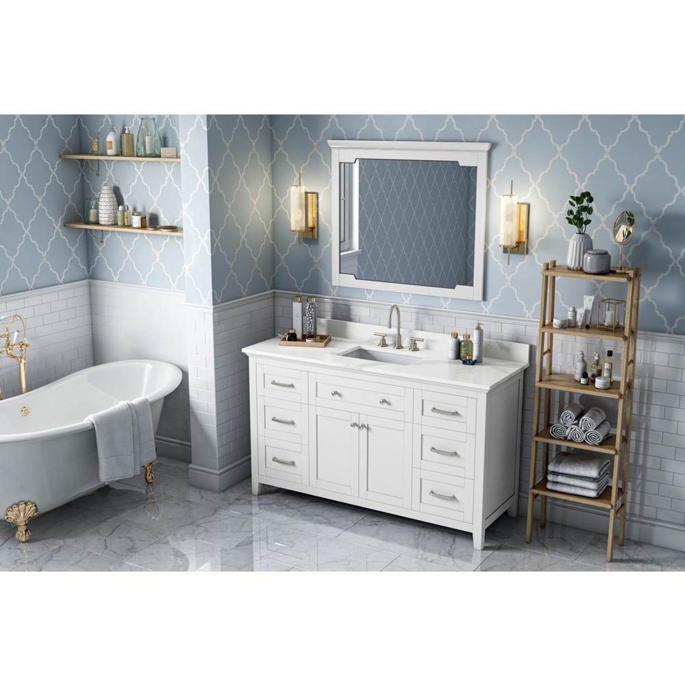 60'' Chocolate Chatham Vanity, Calacatta Vienna Quartz Vanity Top, undermount rectangle bowl
