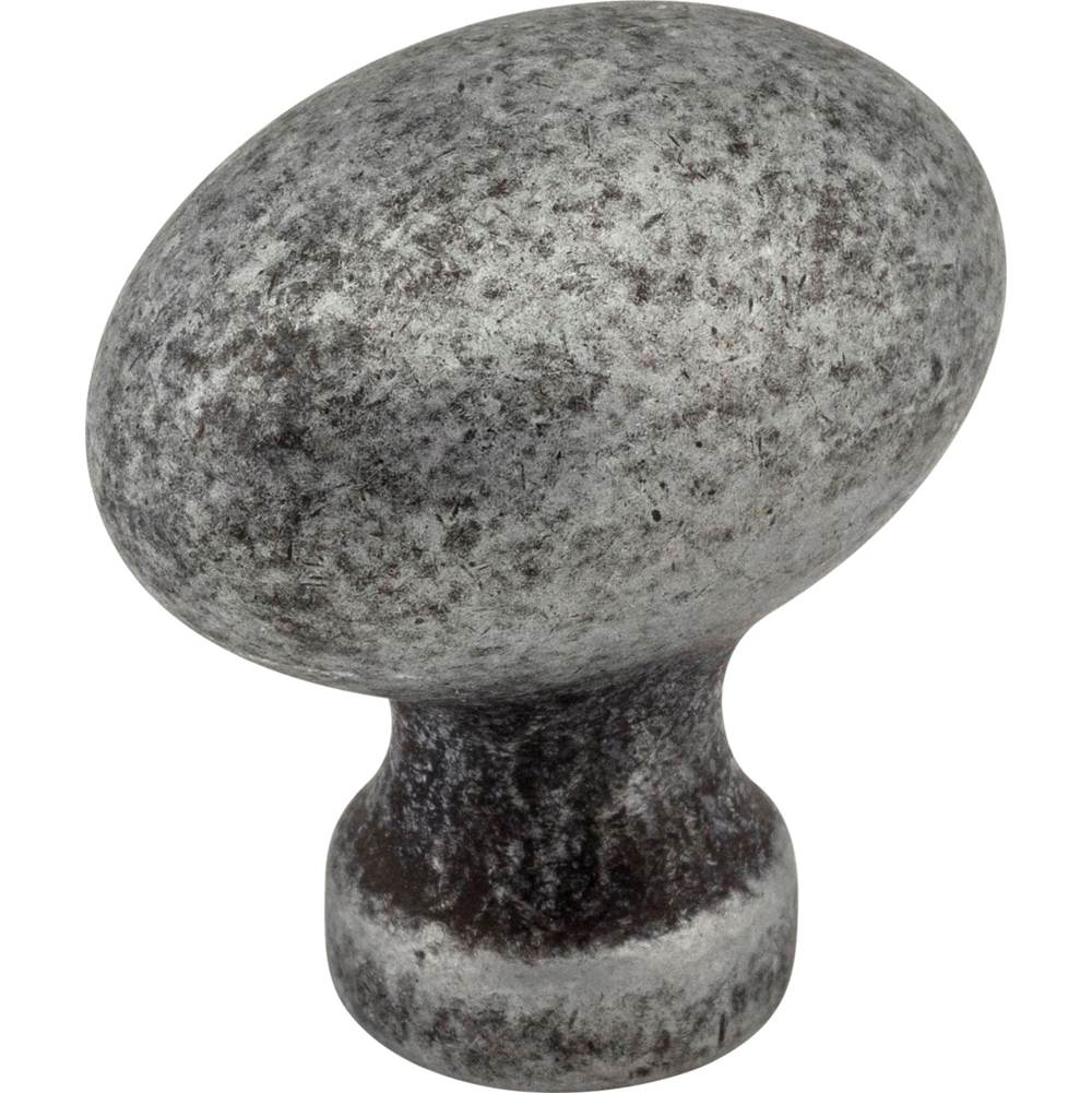 Jeffrey Alexander - 1-3/16'' Overall Length Distressed Antique Silver Football Bordeaux Cabinet Knob - Distressed Antique Silver