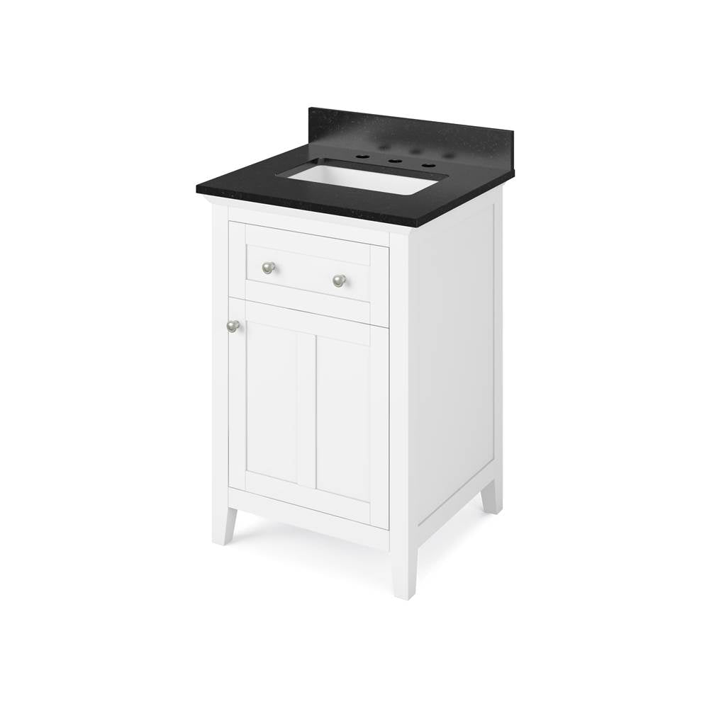 Jeffrey Alexander - 24'' White Chatham Vanity, Black Granite Vanity Top, undermount rectangle bowl - White