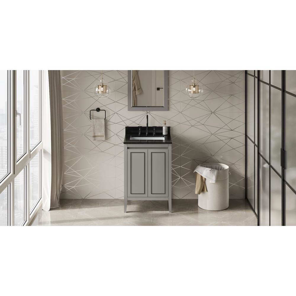 Jeffrey Alexander - 24'' Grey Percival Vanity, Black Granite Vanity Top, Undermount Rectangle Bowl - Grey
